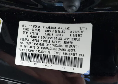 2013 Acura Tl 3.7 z USA, uszkodzony, nr VIN 19UUA9F56DA002178